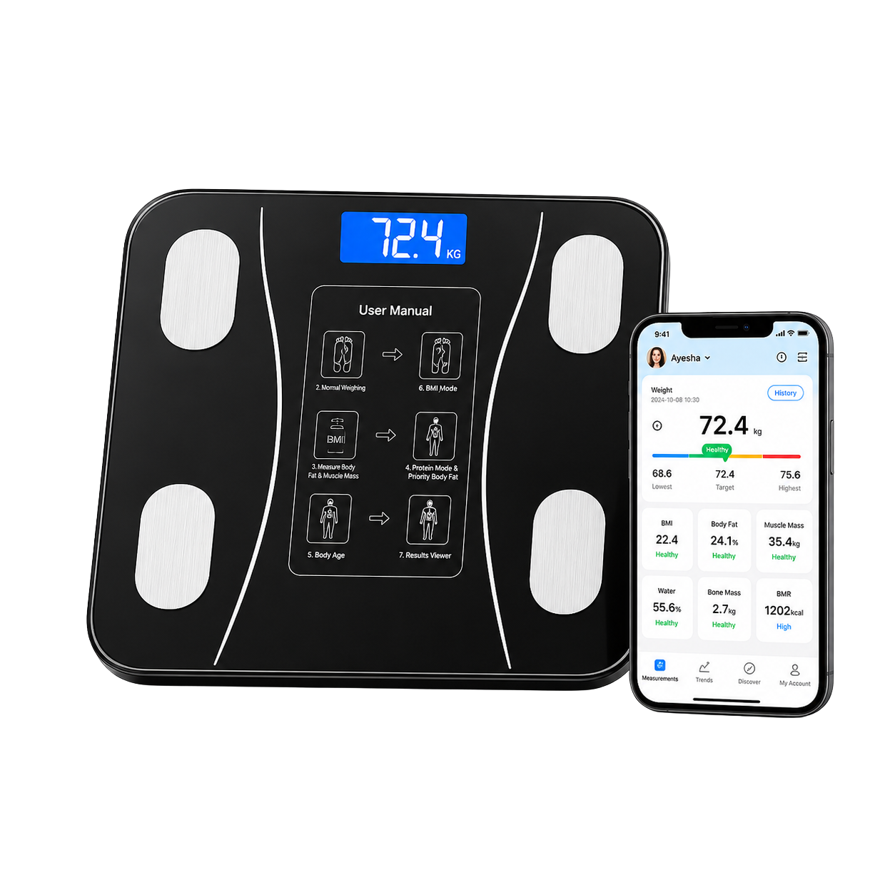 Smart Bluetooth Body Composition Scale – 17+ Health Metrics